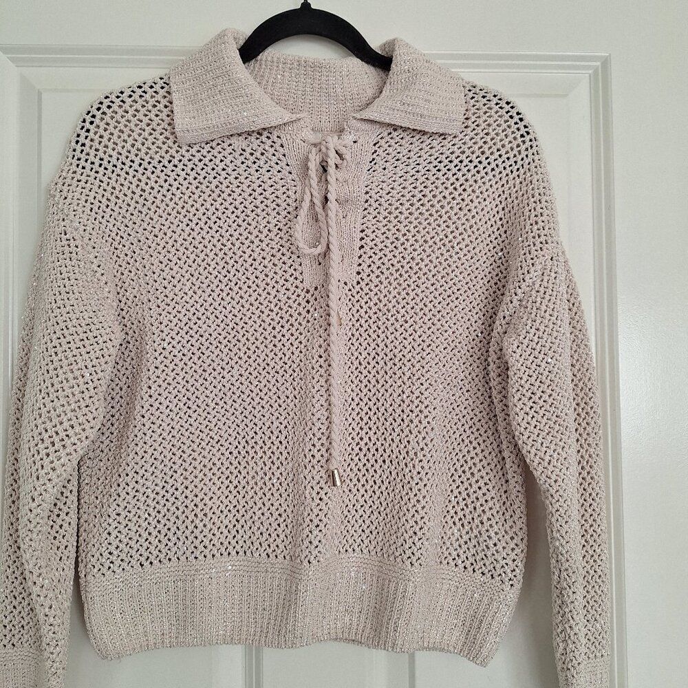 Joie white with glitter knit sweater size S